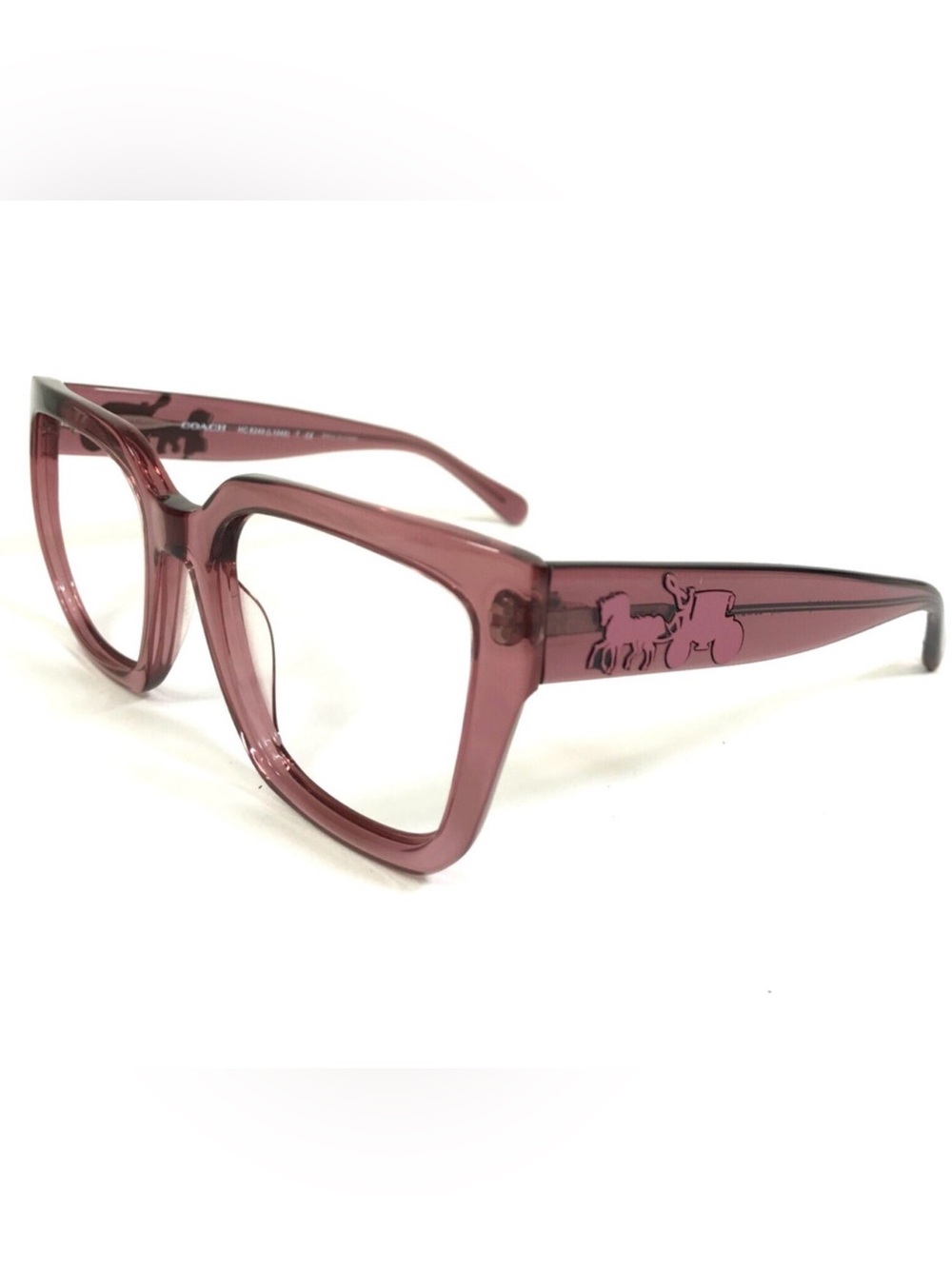 Coach Transparent Mauve Square Frame Sunglasses